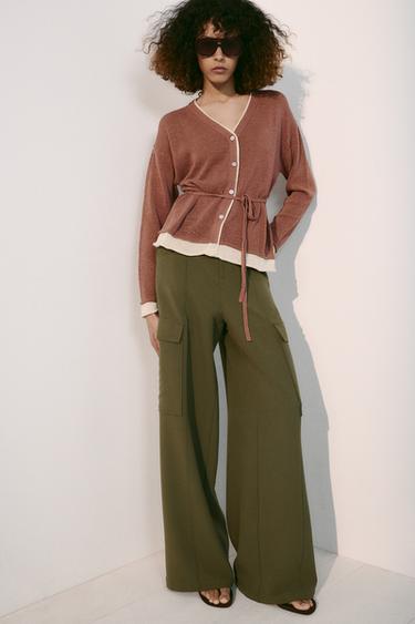 CHAQUETA COMBINADA PUNTO CINTURÓN - MARSALA de Zara