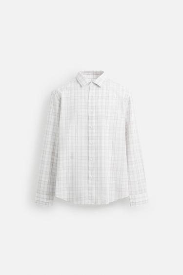 CAMISA SLIM FIT CUADROS - Beige de Zara - Imagen 0