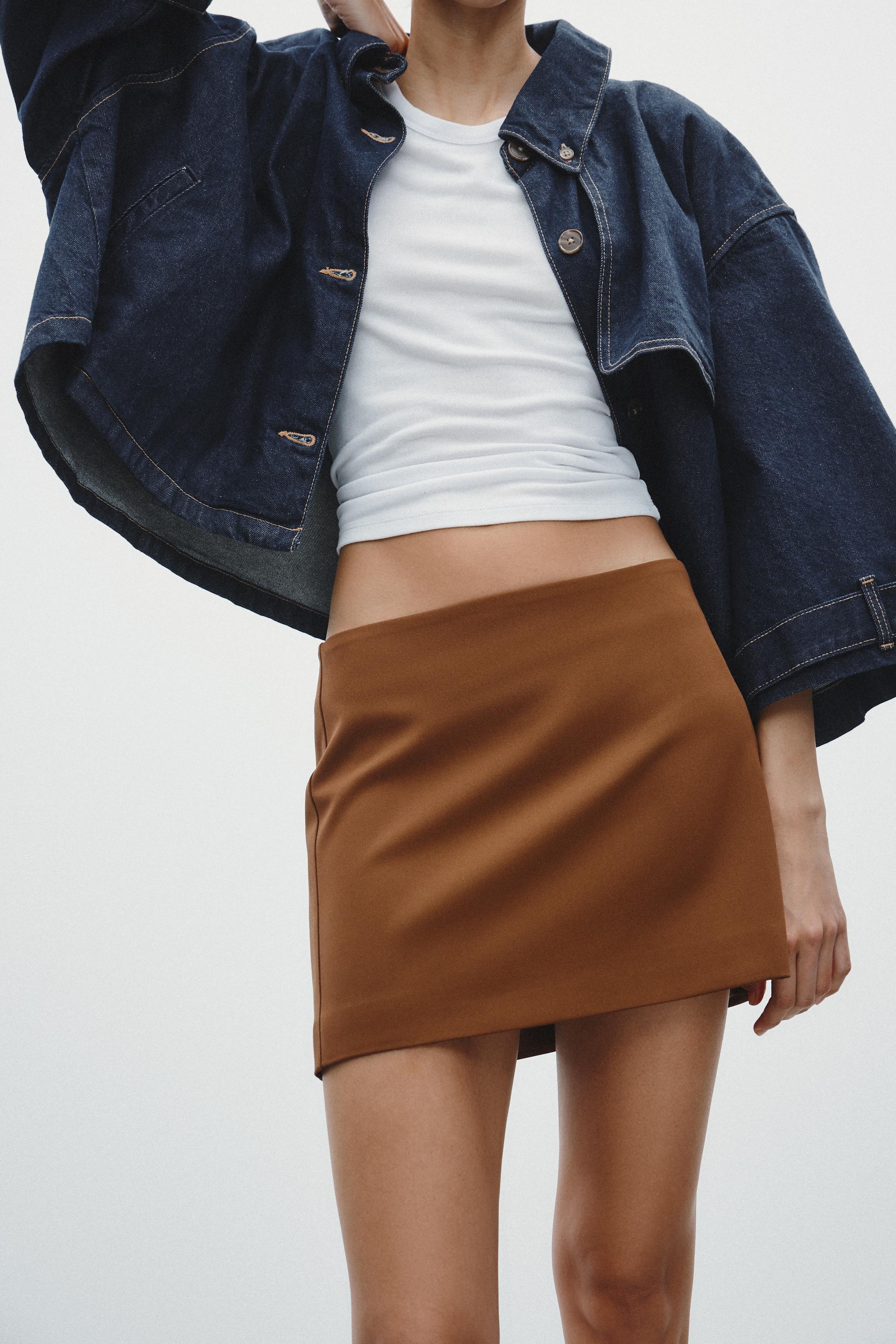 ZW COLLECTION フレアショートスカート - ベージュ | ZARA Japan