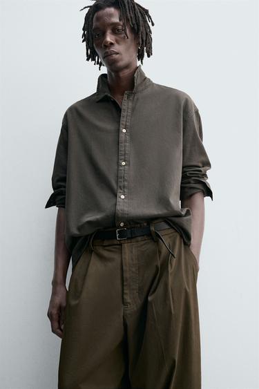 COLOURED DENIM SHIRT - Grey green by Zara - Image 4