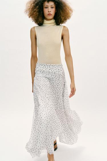 LONG DOTS SKIRT - Black / White by Zara - Image 0