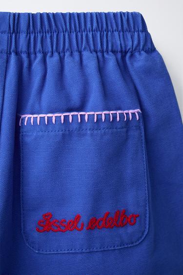 EMBROIDERED BAGGY TROUSERS SISSEL EDELBO X ZARA KIDS - Bluish by Zara - Image 3
