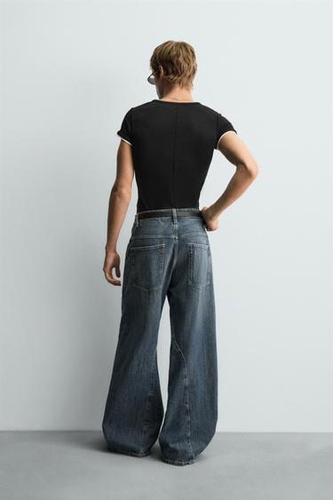 BAGGY FIT TWISTED-SEAM JEANS - Mid-blue by Zara - Image 2