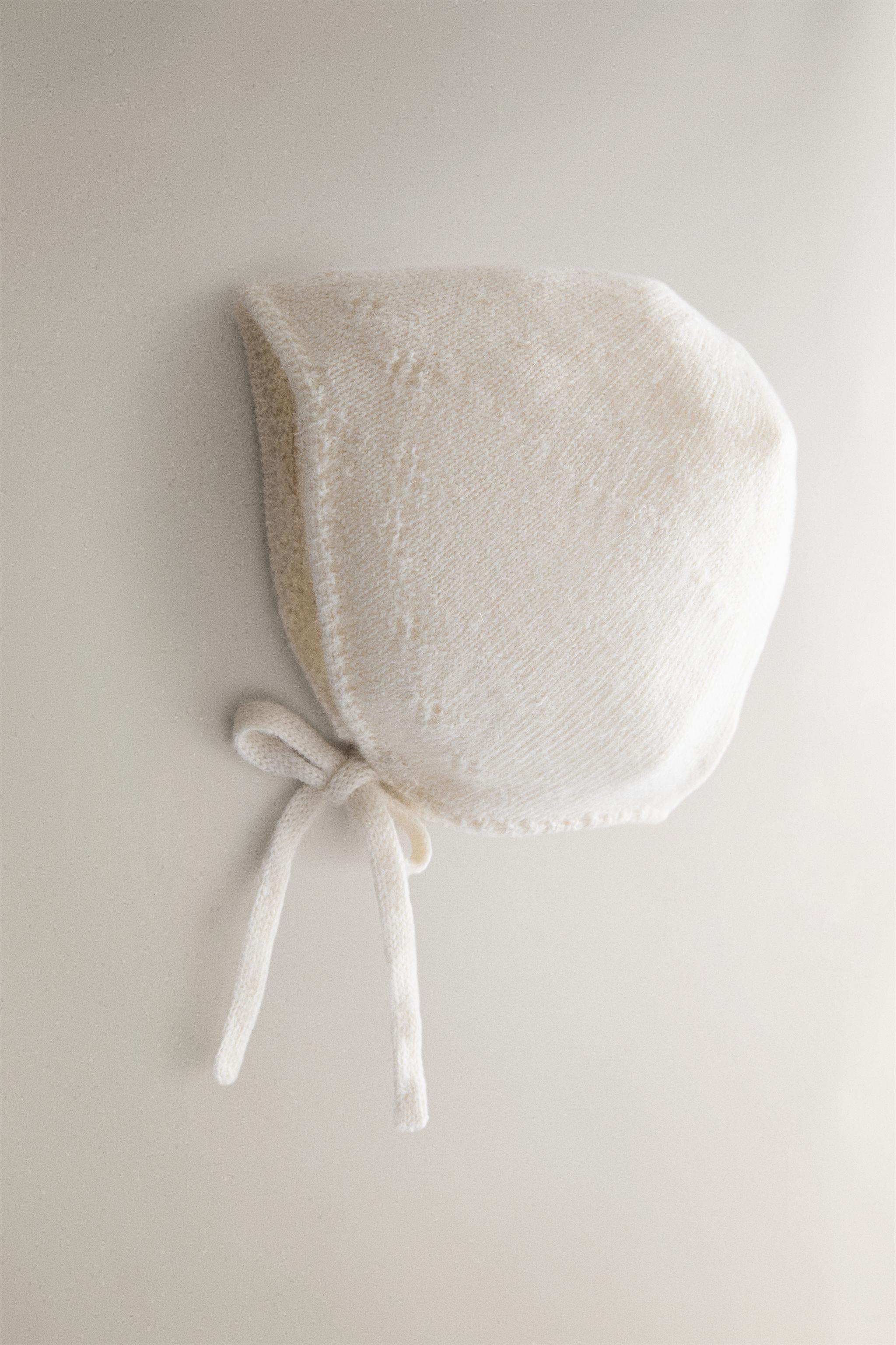 BABY ALPACA BONNET — Oyster-white