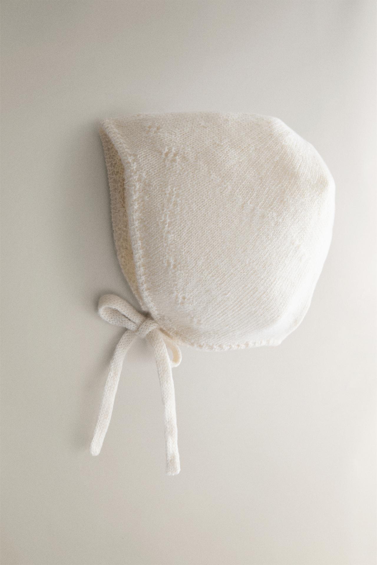 BABY ALPACA BONNET — Oyster-white