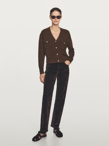 Jeans straight fit tiro medio - Chocolate de Zara