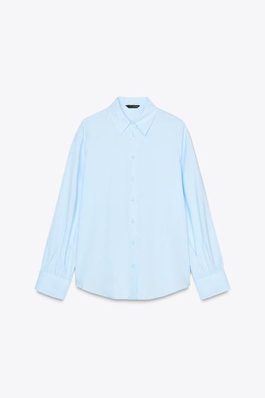 СОРОЧКА З ОБШИТИМИ ҐУДЗИКАМИ - Лазуровий Zara