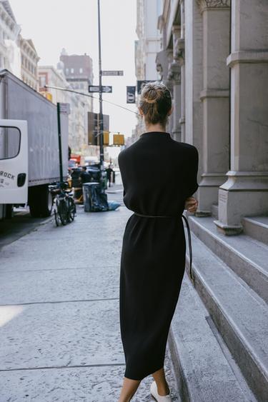BELTED KNIT DRESS - Black by Zara - Image 3
