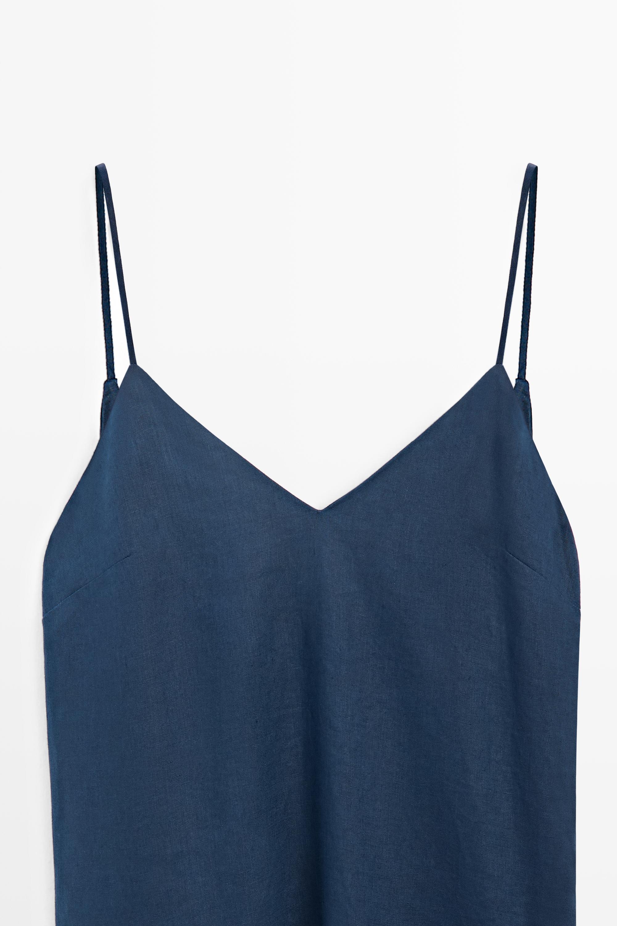 100% linen asymmetric midi dress