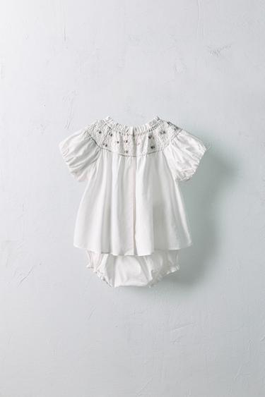 1 MONTH - 3 YEARS/ LIMITED EDITION SHIRT AND BLOOMERS SET WITH EMBROIDERED FLOWERS - White by Zara - Image 1