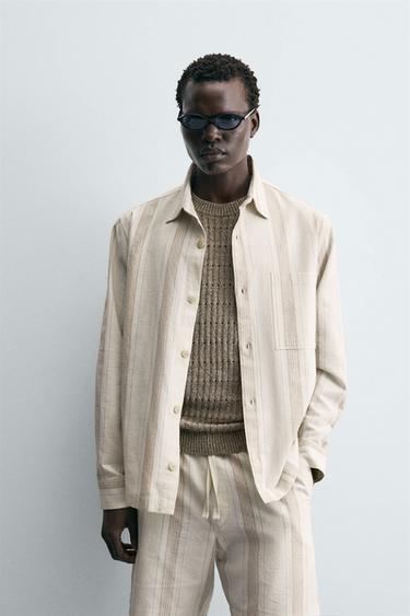 STRIPED TEXTURED SHIRT - White by Zara