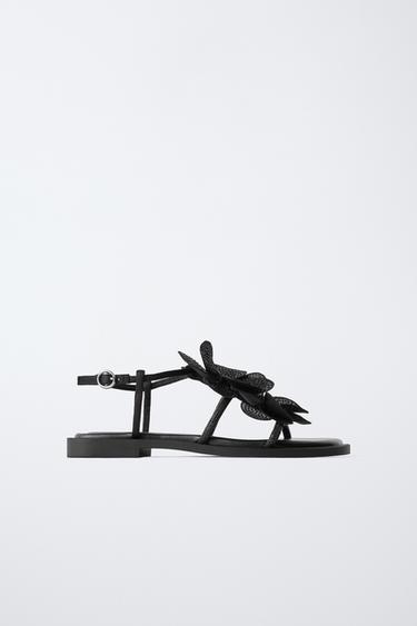 SANDALE MIT GROSSER STRASSBLUME - Schwarz von Zara - Bild 0