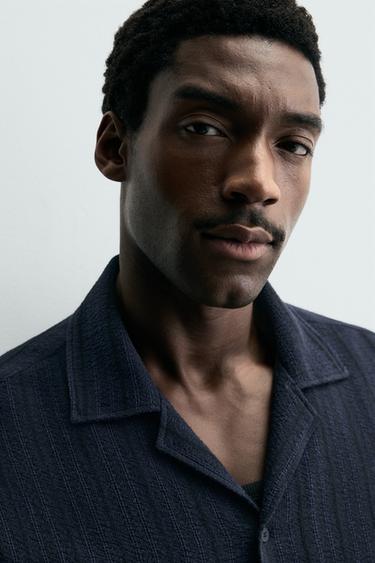 GEOMETRIC JACQUARD SHIRT - Navy blue by Zara - Image 5