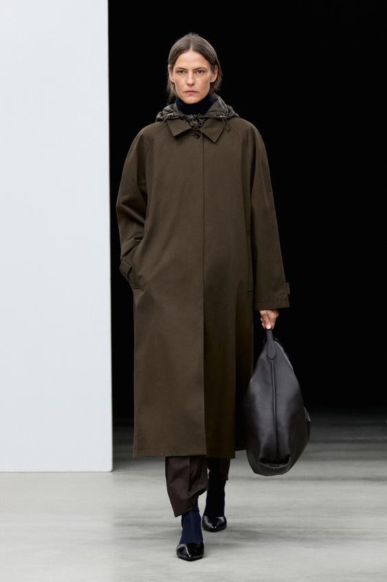 Zara Removable hood trench coat - Khaki - Image 0