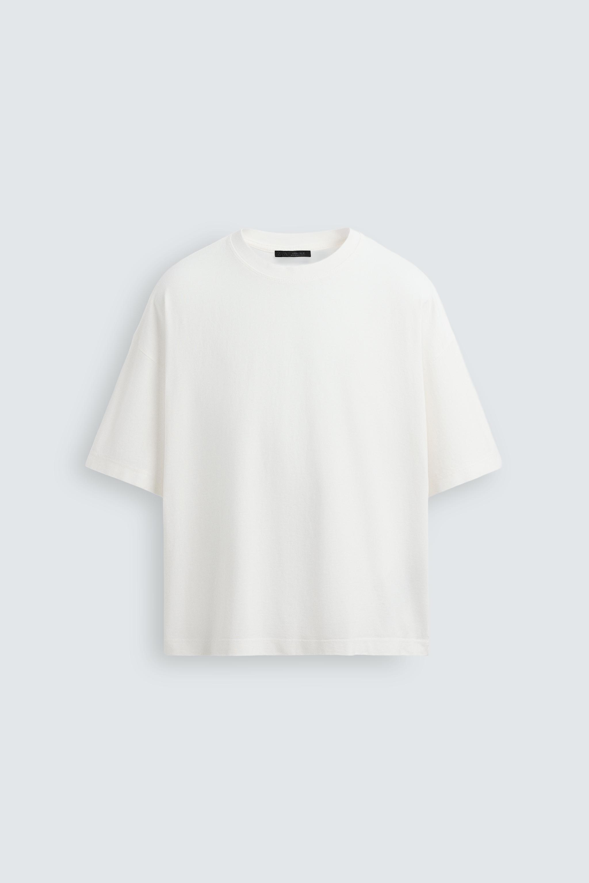 【ZARA】ウォッシュ加工 ボックスフィットTシャツ ウォッシュ加工テキストプリントTシャツ - オフホワイト | ZARA