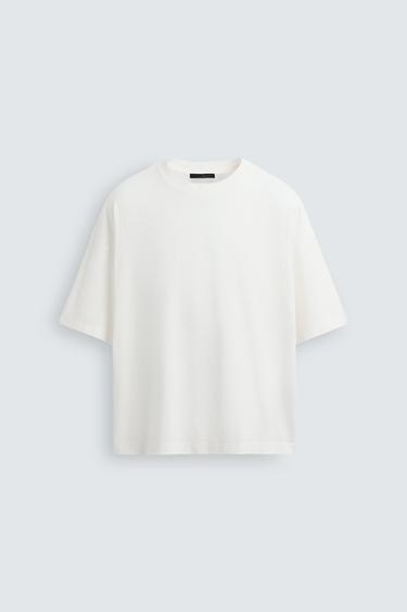 LIGHTWEIGHT WASHED BOXY FIT T-SHIRT - Oyster-white by Zara