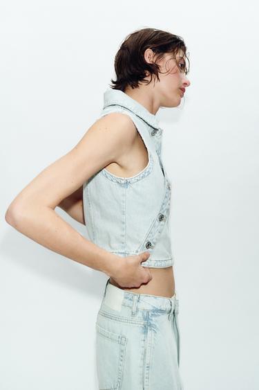 GILET COURT EN DENIM Z1975 - Bleu clair de Zara - Image 2