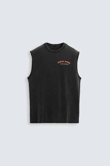 COMBINATION PRINT TANK T-SHIRT - Black by Zara