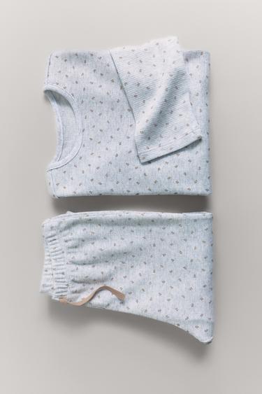 2-6 ANOS/ PIJAMA WAFFLE FLORAL - Cinza-vigoré da Zara