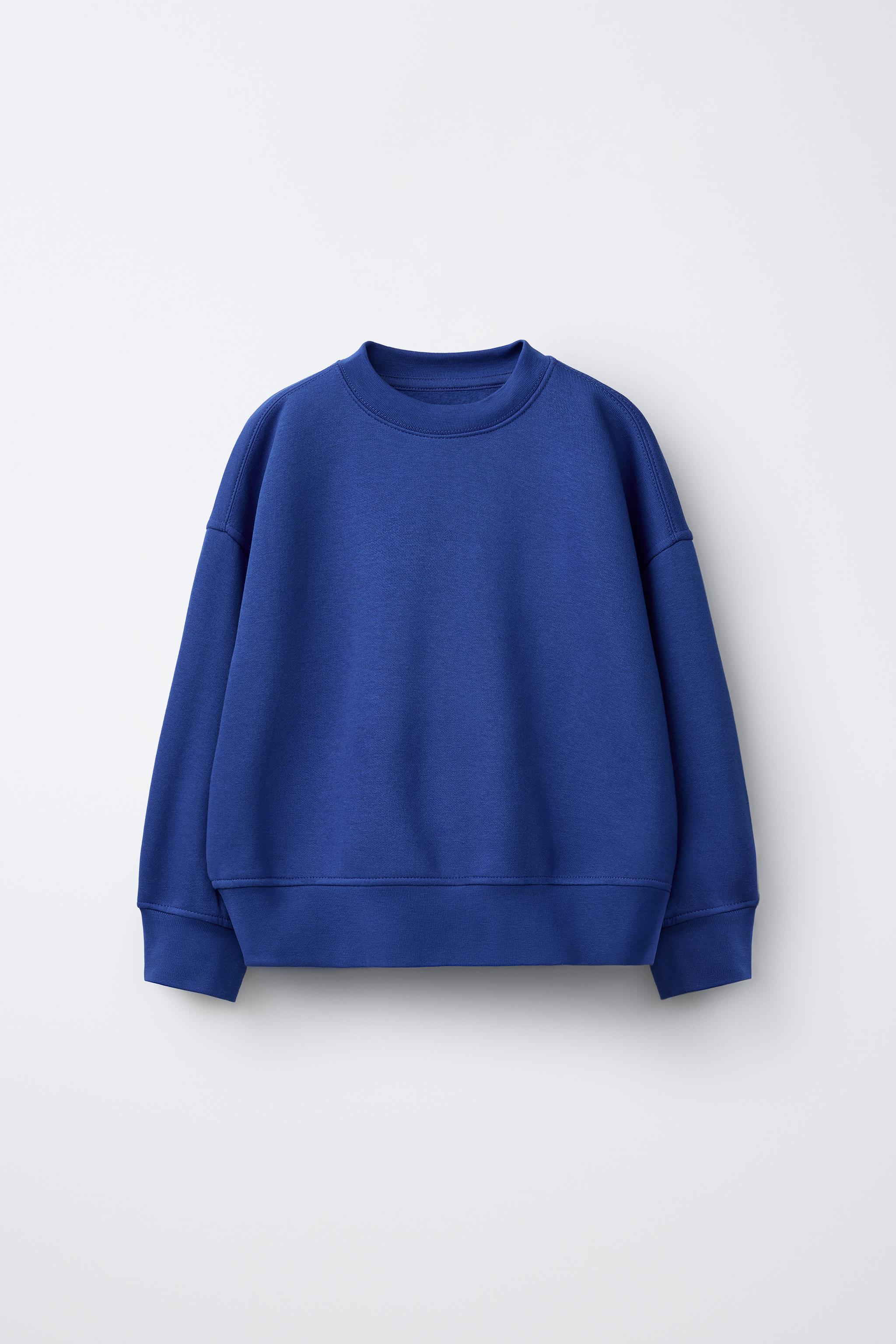 BASIC TEXT AND LABEL SWEATSHIRT - Blue | ZARA United States