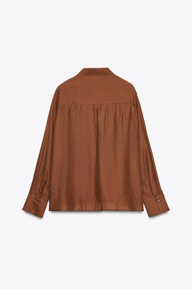TEXTURED FLORAL SHIRT - Brown by Zara - Image 6