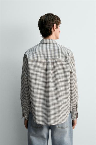 RELAXED FIT CHECK SHIRT - Sky blue by Zara - Image 2