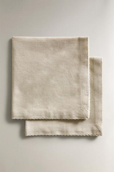 ZESTAW SERWETEK FALOWANE (ZESTAW 2 SZT.) - Jasnobeżowy Zara