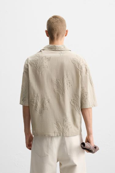 CHEMISE BRODERIE FEUILLES - Marron / Taupe de Zara - Image 2