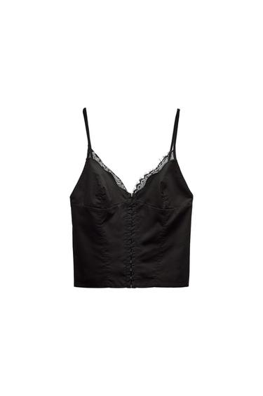 POPLIN AND LACE CORSETRY-INSPIRED TOP