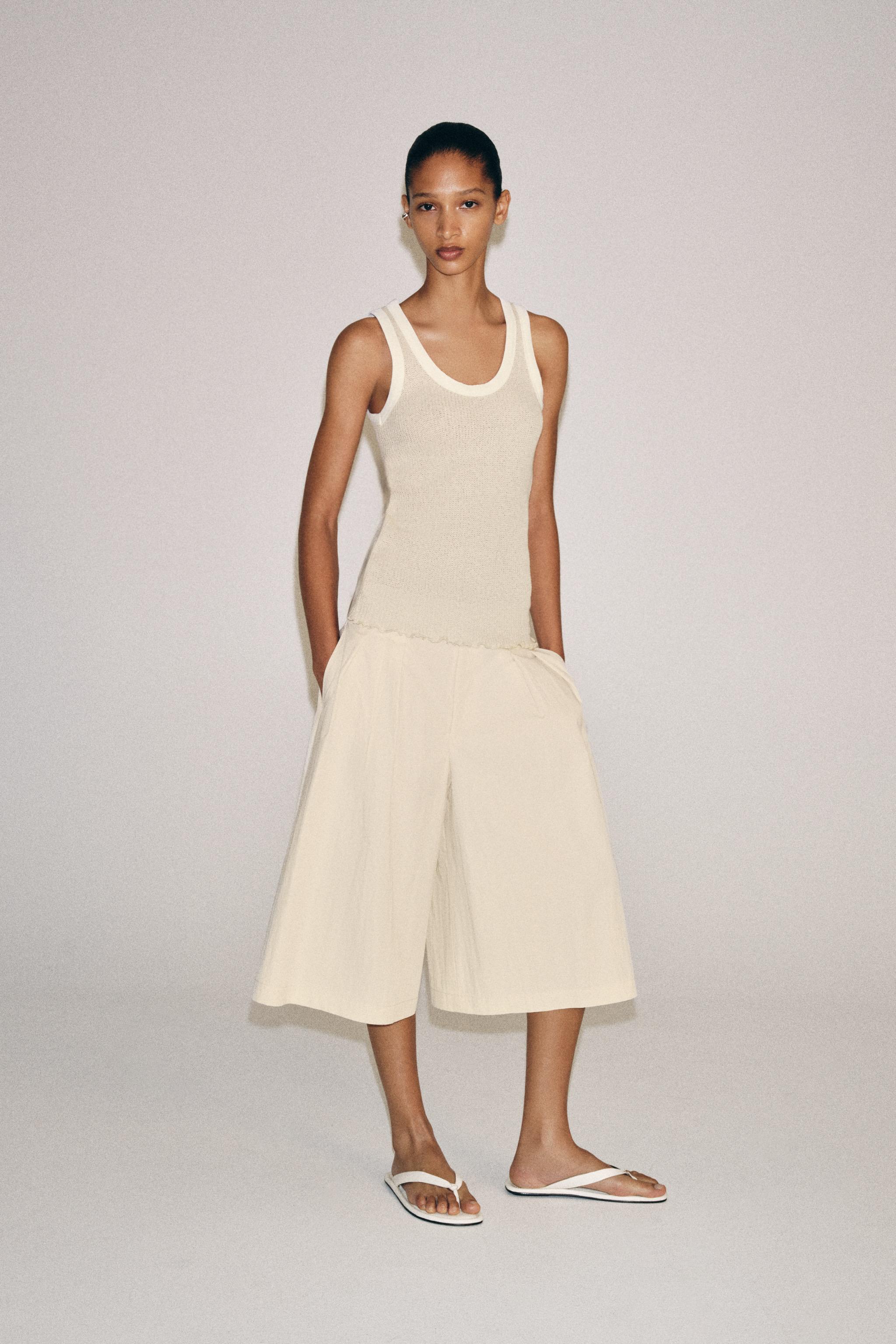 ZW COLLECTION PLEATED BERMUDA SHORTS - Sand | ZARA Canada