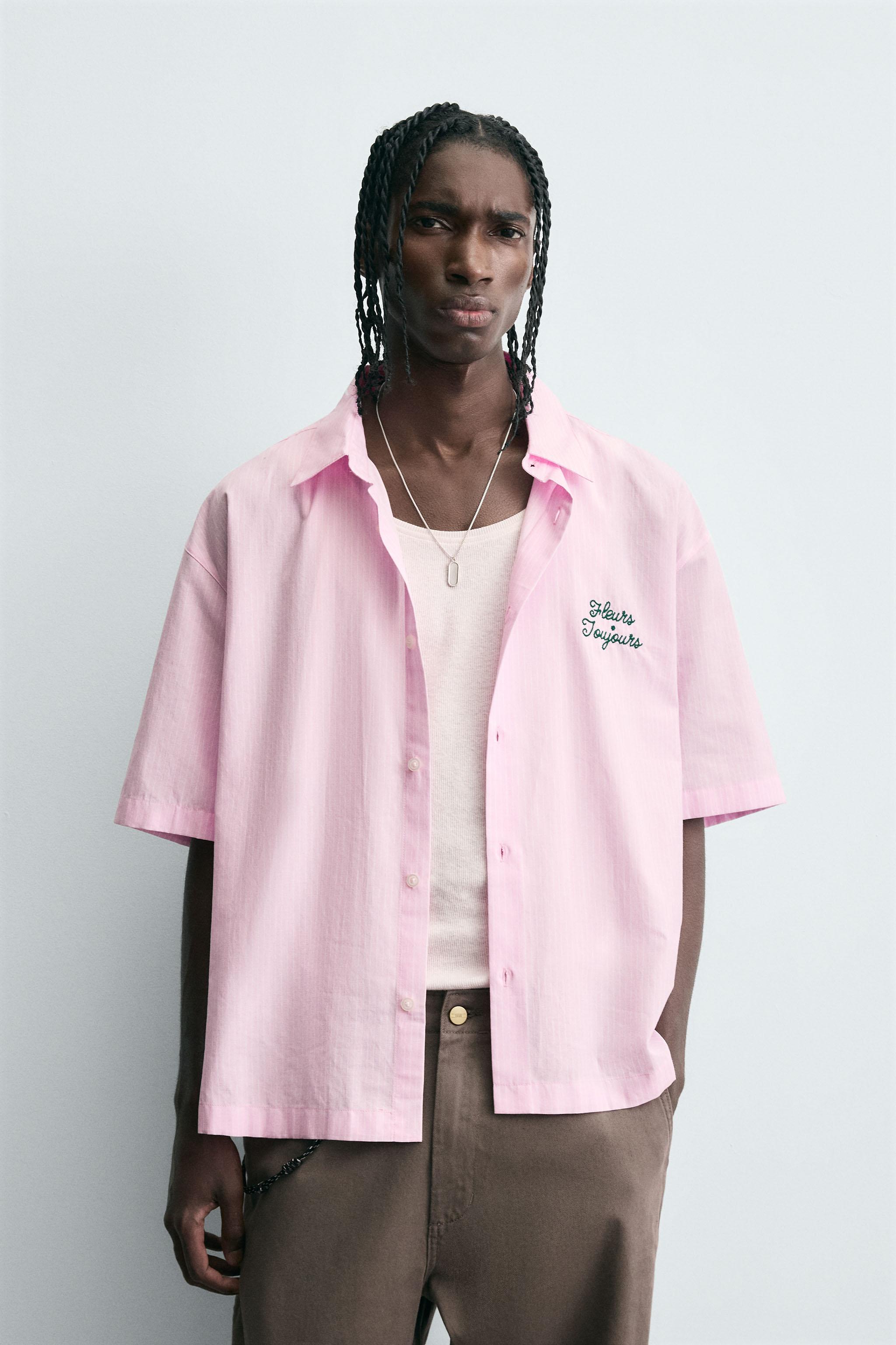 COMBINATION TEXT STRIPED SHIRT