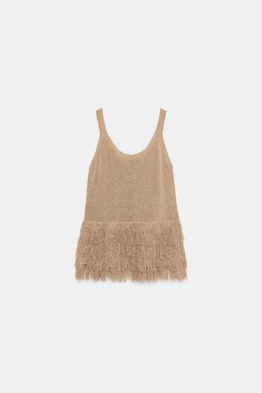 FRINGED KNIT TOP - Straw by Zara - Image 3