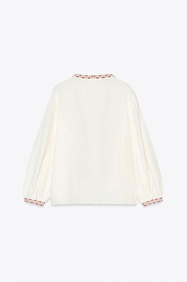 EMBROIDERED SHIRT - Oyster-white by Zara - Image 5