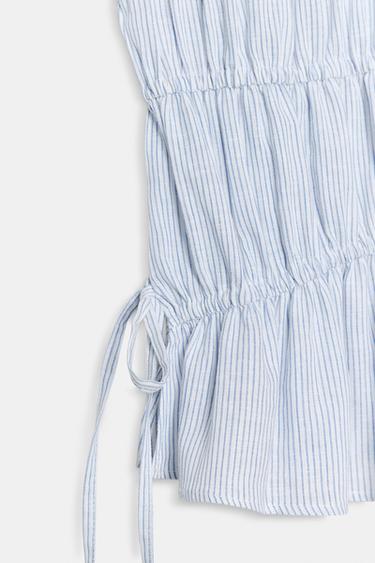 ELASTICATED STRIPED TOP - Blue/White by Zara - Image 9