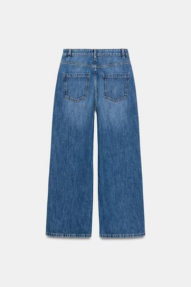 Zara ZW COLLECTION HIGH-RISE WIDE LEG JEANS - Blue