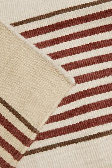 STRIPED COTTON AND JUTE RUG - Red by Zara