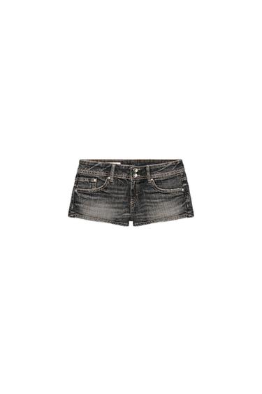 Zaras KORTA DENIMSHORTS MED LÅG MIDJA - Svart