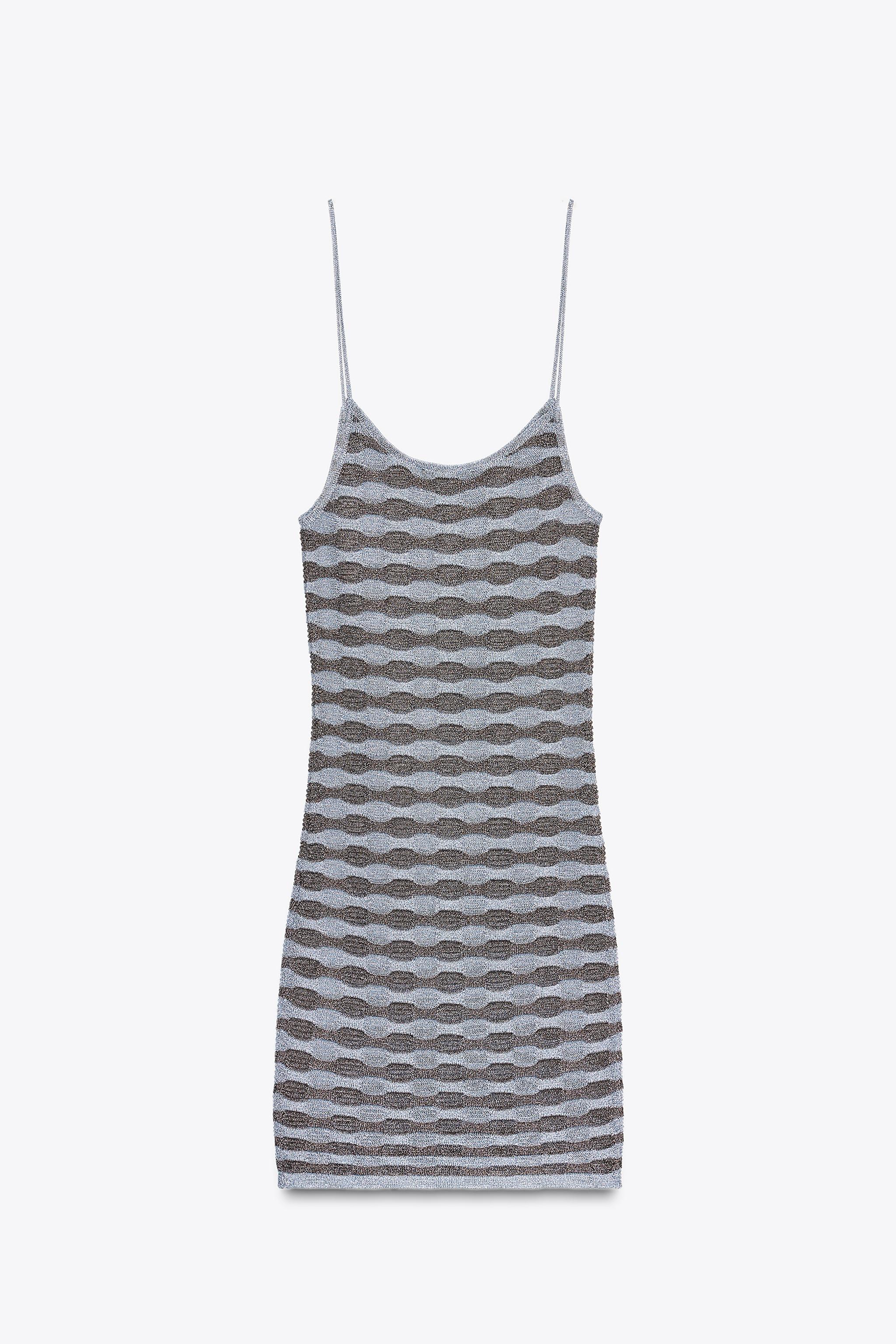 METALLIC THREAD STRIPE DRESS