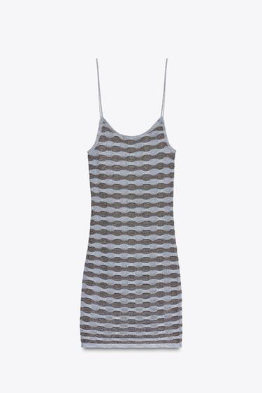 STRIPED METALLIC THREAD DRESS - Brown-Blue by Zara - Image 6