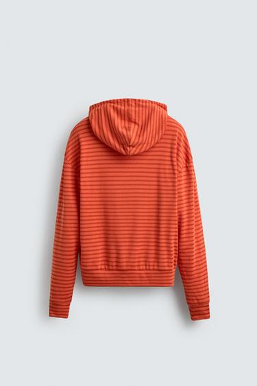STRIPED HOODIE - Orange by Zara - Image 8