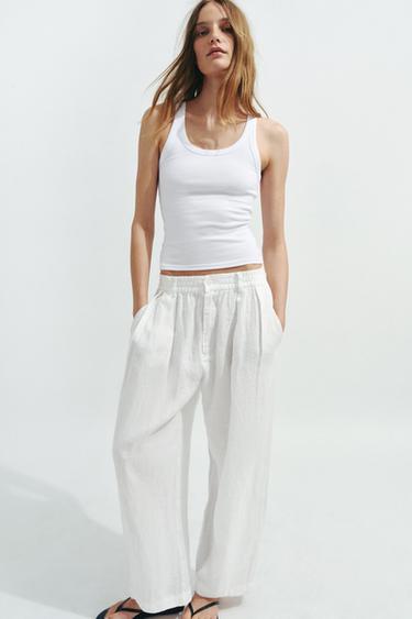 TOP MANGA SISA RIB - Blanco de Zara