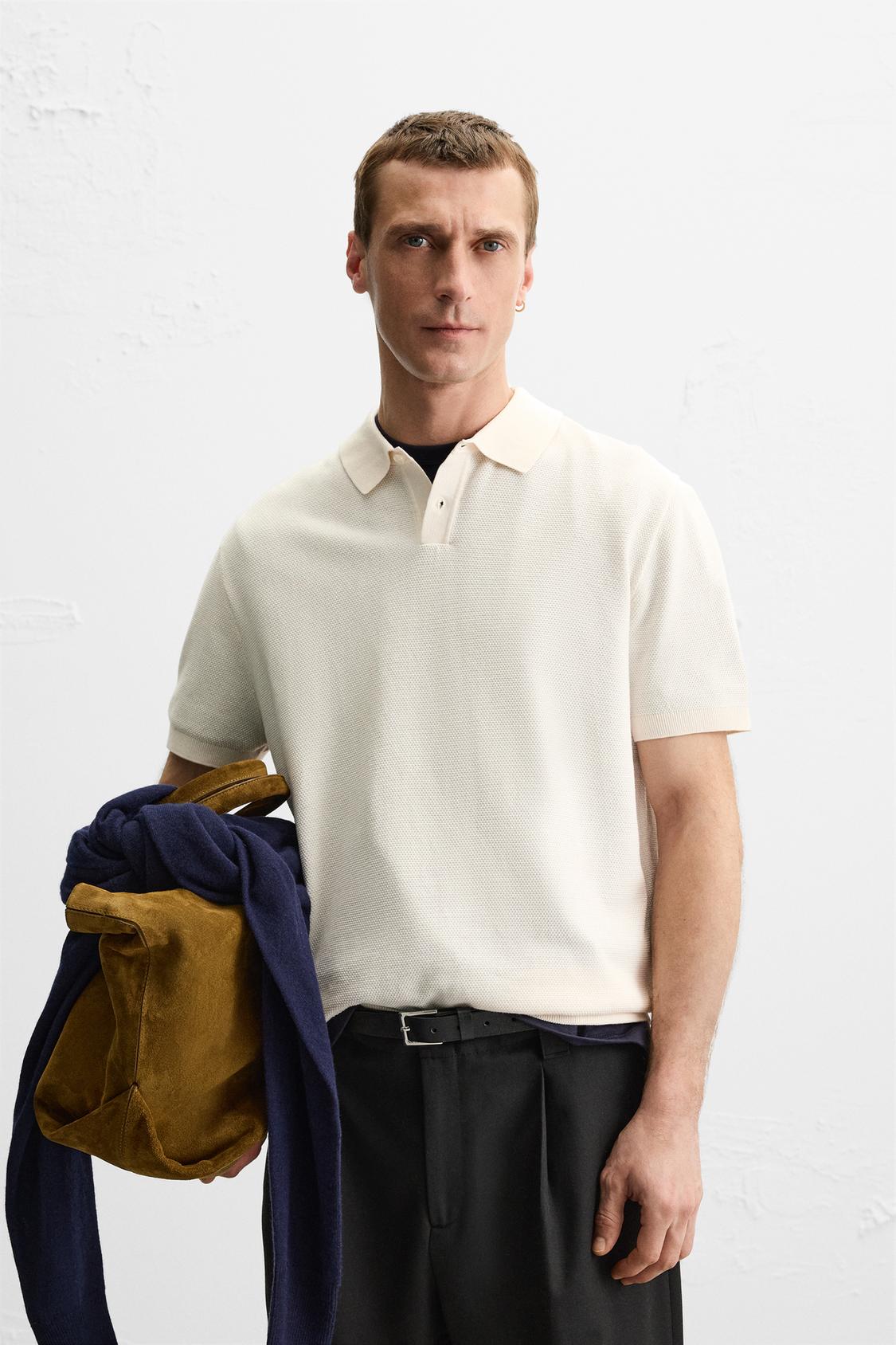 TEXTURED PIQUÉ KNIT POLO SHIRT