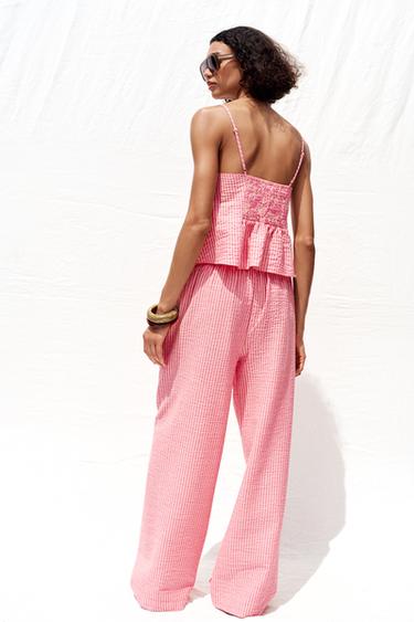 PANTALON LARGE RAYÉ - Rose de Zara - Image 2
