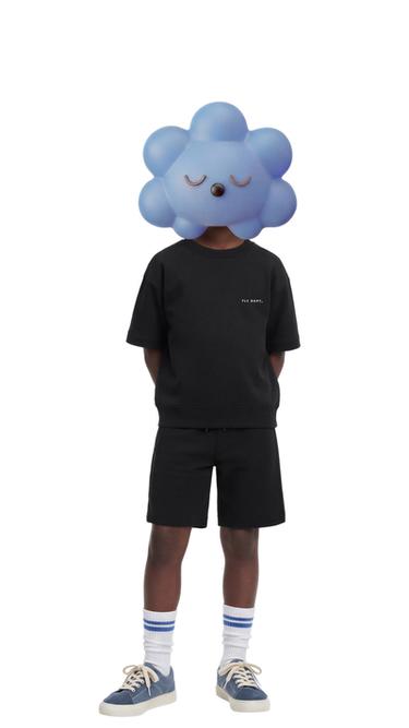 سترة بأكمام قصيرة وكتابة بارزة - أسود by Zara