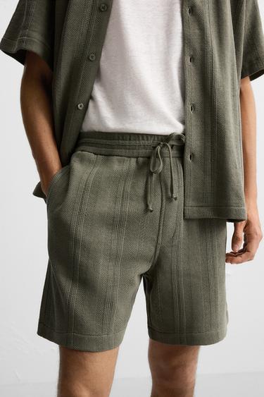 JACQUARD TEXTURED BERMUDA SHORTS - Mid-green by Zara - Image 4