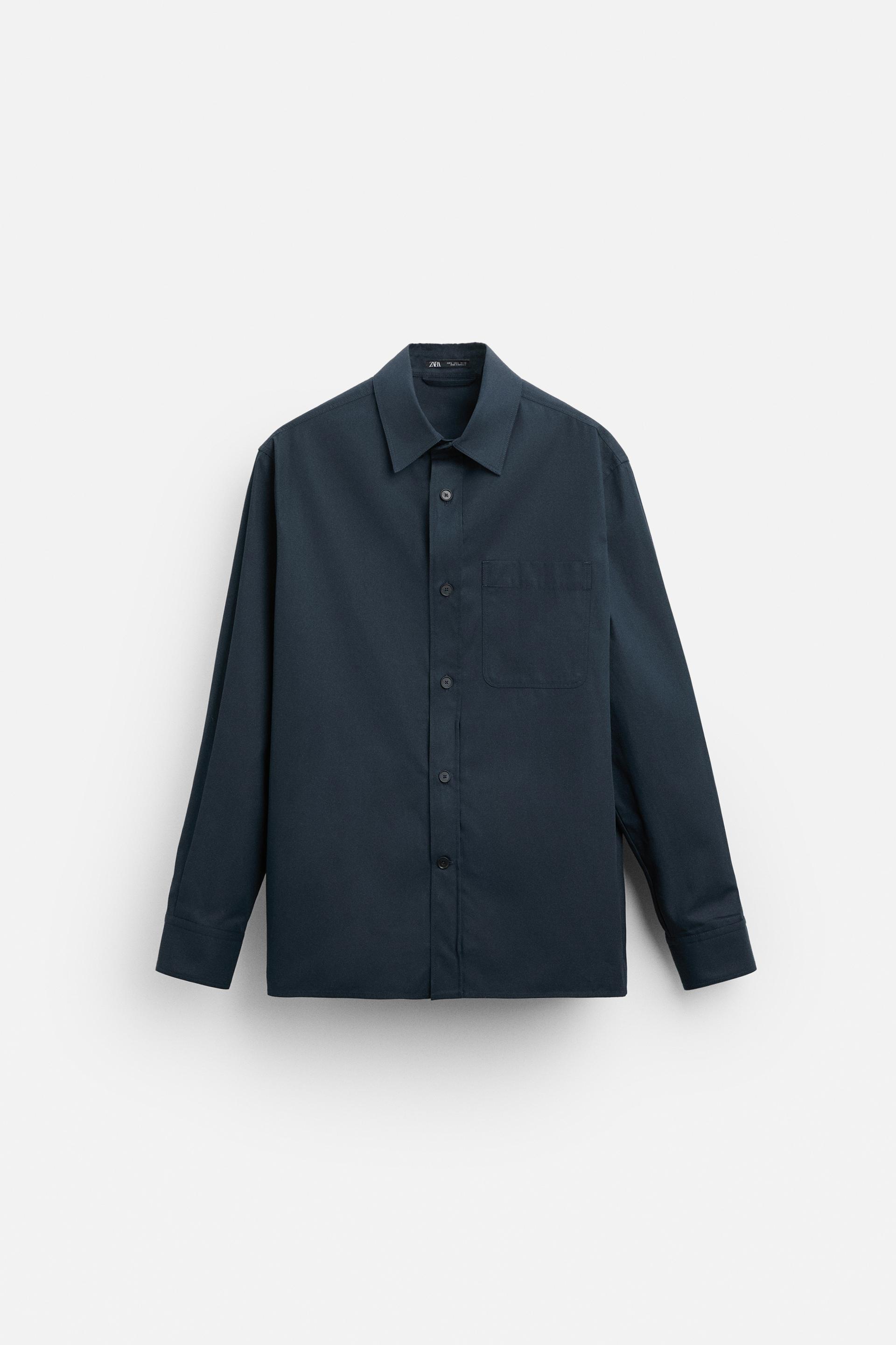 OVERSHIRT WITH POCKETS - Navy blue | ZARA Singapore