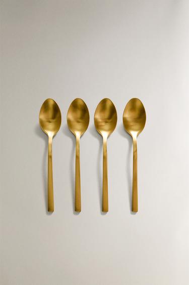 Zara PACK OF GOLDEN STEEL DESSERT SPOONS (PACK OF 4) - 金色