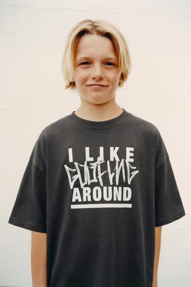 GRAFFITI PRINT T-SHIRT - Dark anthracite by Zara