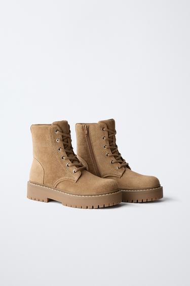 Zara LACED ANKLE BOOTS - Brown