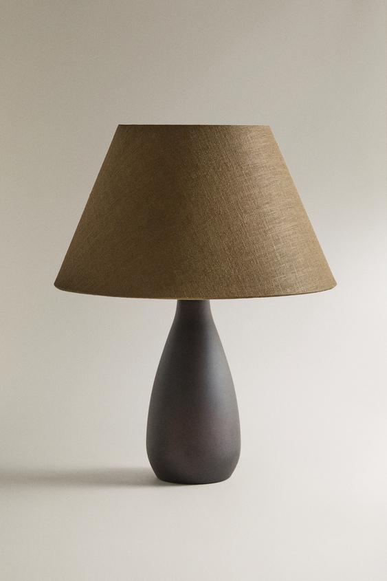 ABAJUR DE MESA COM BASE DE FERRO - Marrom da Zara - Imagem 0
